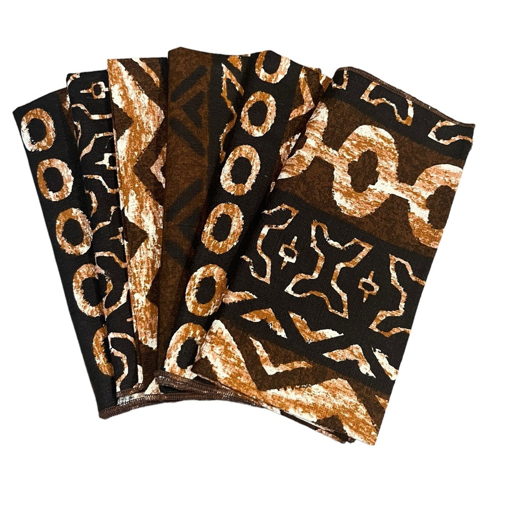 *NFS*NWT Lanakila Crafts Hawaiian Tapa Print Tiki 100% Cotton Napkins - Setof6